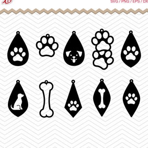 Dog Earrings SVG, Pet Earrings SVG, leather earrings svg, pendant svg, faux leather svg, diy jewelry svg, Cricut Design, Silhouette studio