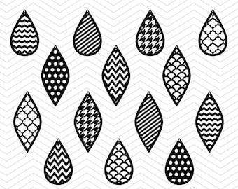 Teardrops Patterned SVG DXF PNG eps Earrings Pendant glitter decal Cut File for Cricut Design, Silhouette studio, Sure A Lot, Makes the Cut