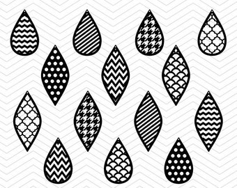 Teardrops Patterned SVG DXF PNG eps Earrings Pendant glitter decal Cut File for Cricut Design, Silhouette studio, Sure A Lot, Makes the Cut