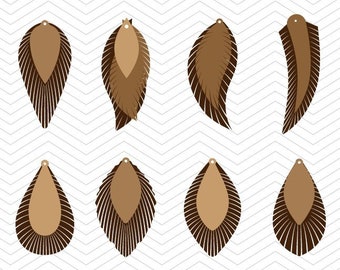Leather stacked svg, Fringe earrings SVG, pendant svg, tear drop svg, faux leather svg, diy jewelry svg, Cricut Design, Silhouette studio