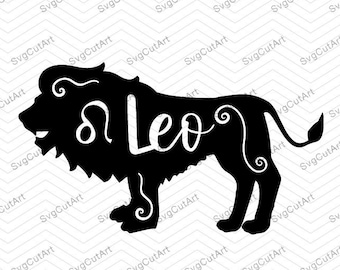 Leo SVG DXF PNG eps, Zodiac Sign, Lion, Astrology, Horoscopes, decal Cricut Design, Silhouette studio, Makes the Cut, Instant Download