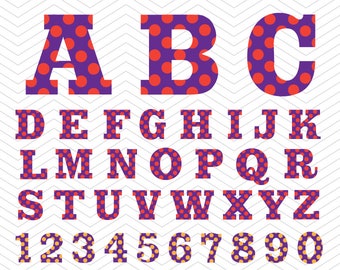 Sports Alphabet Polka dot Letters Numbers SVG PNG DXF eps, baseball college Font, Vinyl Decal Cut File Cricut Design Silhouette studio
