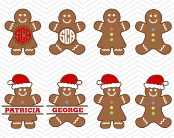 Gingerbread Boy and Girl Cookies Christmas santa hat DXF SVG PNG Cricut Design, Silhouette studio, Sure Cuts a lot, Makes the Cut, instant