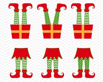 Elf Legs Patterned Christmas Frame DXF SVG EPS png vinyl winter cut file Cricut Design, Silhouette studio, Sure Cuts A Lot, digital Download