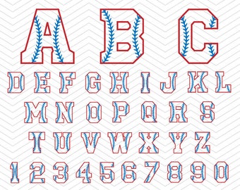 Baseball Alphabet With Stitches Two Layers Letters Numbers Svg Png Dxf Eps Softball Font Vinyl Decal Cut Cricut Design Silhouette Studio Free Download Modern Fonts High Quality