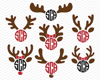 Deer antler svg, Reindeer antler svg, Deer Monogram svg, Vinyl winter christmas decal Cricut Design, Silhouette studio, Instant Download