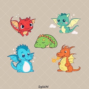 Niedliche Drachen svg, Baby Drachen svg, Drache Clipart, Drache Cricut, Drache SVG Aufkleber, Drachen Vektor, Silhouette, Cricut