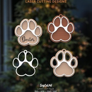 Paw ornament SVG, Paw print laser SVG, Hondpoot, glowforge SVG, huisdier SVG, Lasergesneden bestand, meerlaags, gelaagd gesneden bestand, silhouet, Cricut