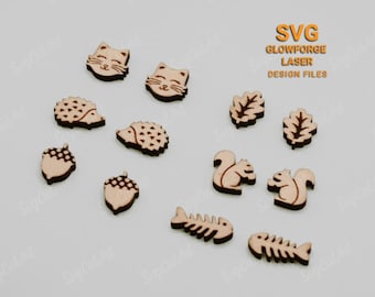 Park nature studs SVG, laser studs, Stud Earrings, Leaf, Squirrel, Cat, fishbone, Hedgehog, acorn, diy jewelry svg, Cricut Design