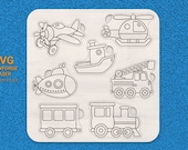 Puzzle Toddler Vehicles, Puzzle laser,  Wooden Toys Svg, Glowforge Svg, laser pattern, Educational toy, laser cut file, Cricut, Silhouette