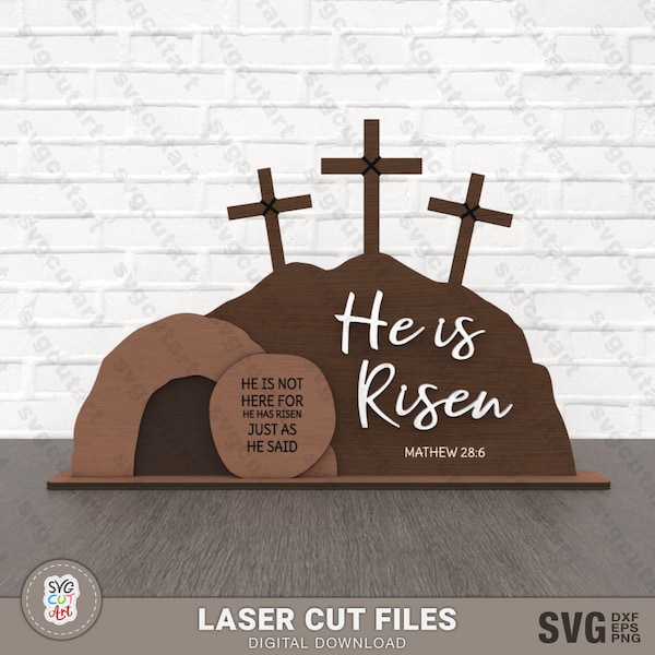 Empty Tomb Stand svg, He is risen Laser SVG, Easter stand svg, Easter laser, Christian, easter gift, Easter svg, Easter Cut File, laser cut