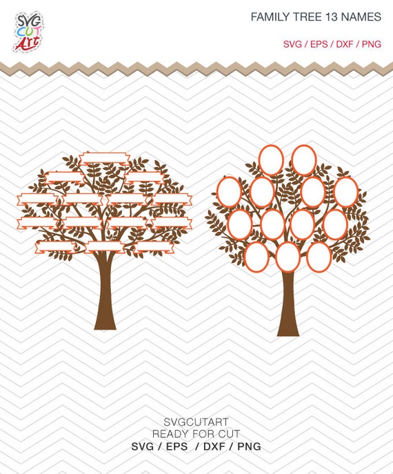 Download Family Tree 13 Name Template Svg Dxf Png Eps Vinyl Ancestry Etsy PSD Mockup Templates
