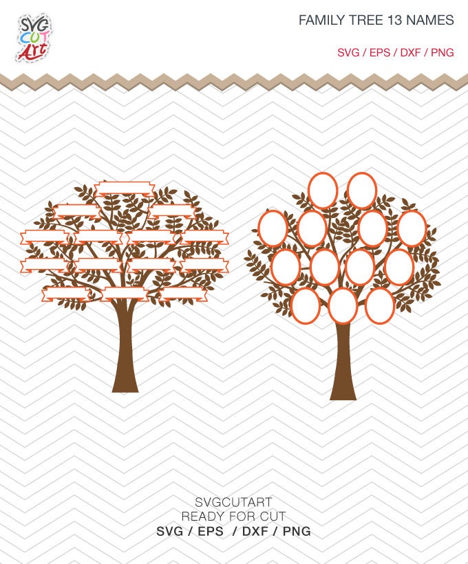 Download Family Tree 13 Name template SVG DXF PNG eps Vinyl ancestry | Etsy