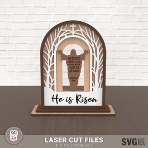 Il est ressuscité Stand Jesus Laser SVG, Easter stand svg, Easter laser, Christian, cadeau de Pâques, Easter svg, Easter Cut File, fichier découpé au laser