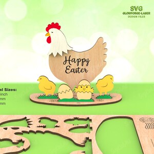 Oeufs de Pâques avec poussins Carte SVG, Laser de stand d’œufs de Pâques, Carte cadeau de Pâques personnalisée, SVG de Pâques, Fichier de coupe de Pâques, fichier de découpe laser