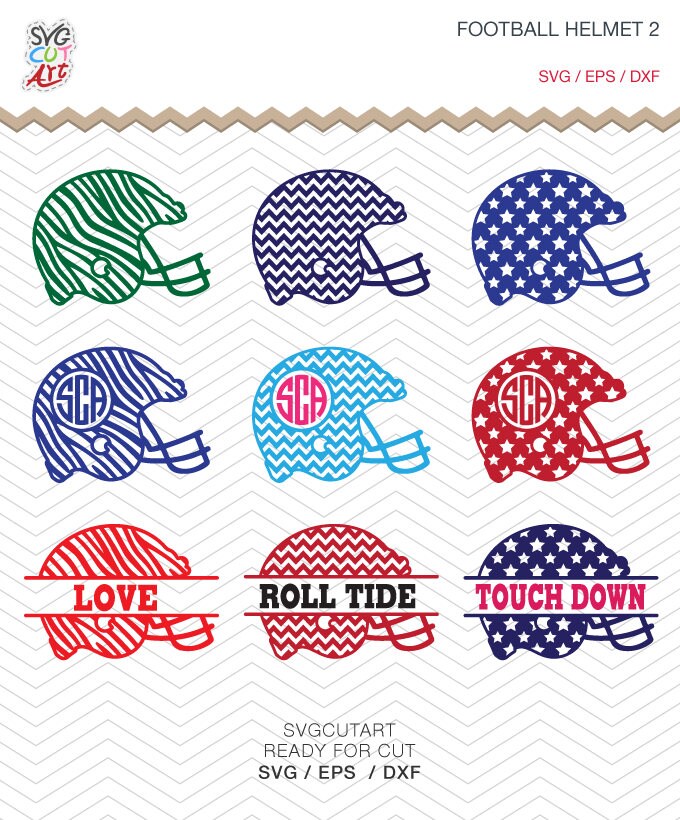 Football Helmet Chevron Zebra svg Monogram Frame DXF SVG EPS Etsy