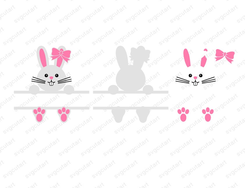 Sweet Easter Bunny Split Bow Frame Rabbit DXF SVG Cut File for Cricut ...