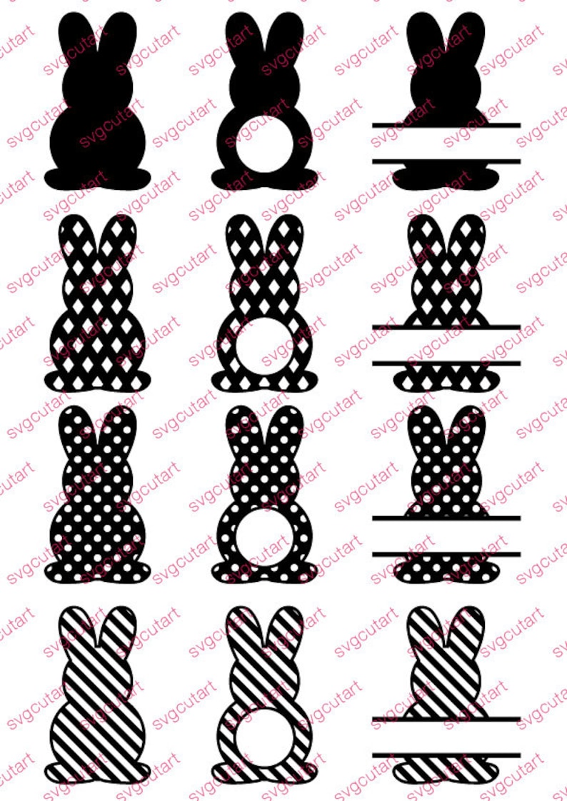 Download 21 Easter bunny Monogram Split Frame rabbit DXF SVG Cut File | Etsy