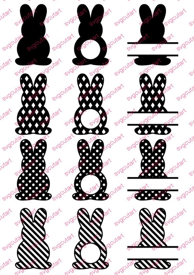 Download 21 Easter bunny Monogram Split Frame rabbit DXF SVG Cut ...