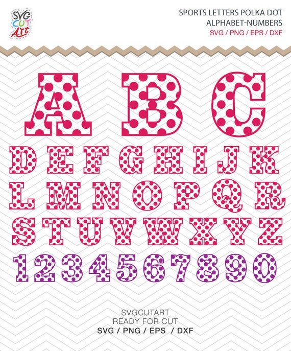 Sports Alphabet Polka dot Letters Numbers SVG PNG DXF eps, baseball college Font, Vinyl Decal Cut File Cricut Design Silhouette studio