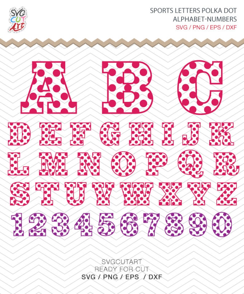 Sports Alphabet Polka Dot Letters Numbers SVG PNG DXF Eps | Etsy