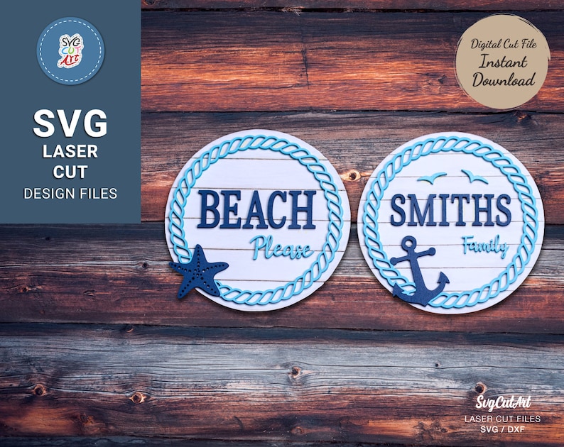 Nautical Rope Signs Nautical Rope Sign SVG, Door Hanger Svg, Round Sign, Anchor Wall ...