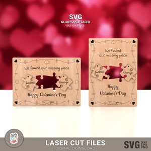 Valentinstag fehlendes Stück Karte SVG, Schlüsselanhänger Valentinstag svg, Valentinstag Herzen Geschenk, Valentinstag svg, Glowforge svg, Laser-Schnittdateien