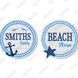 Nautical Rope Signs Nautical Rope Sign SVG, Door Hanger Svg, Round Sign, Anchor Wall ...