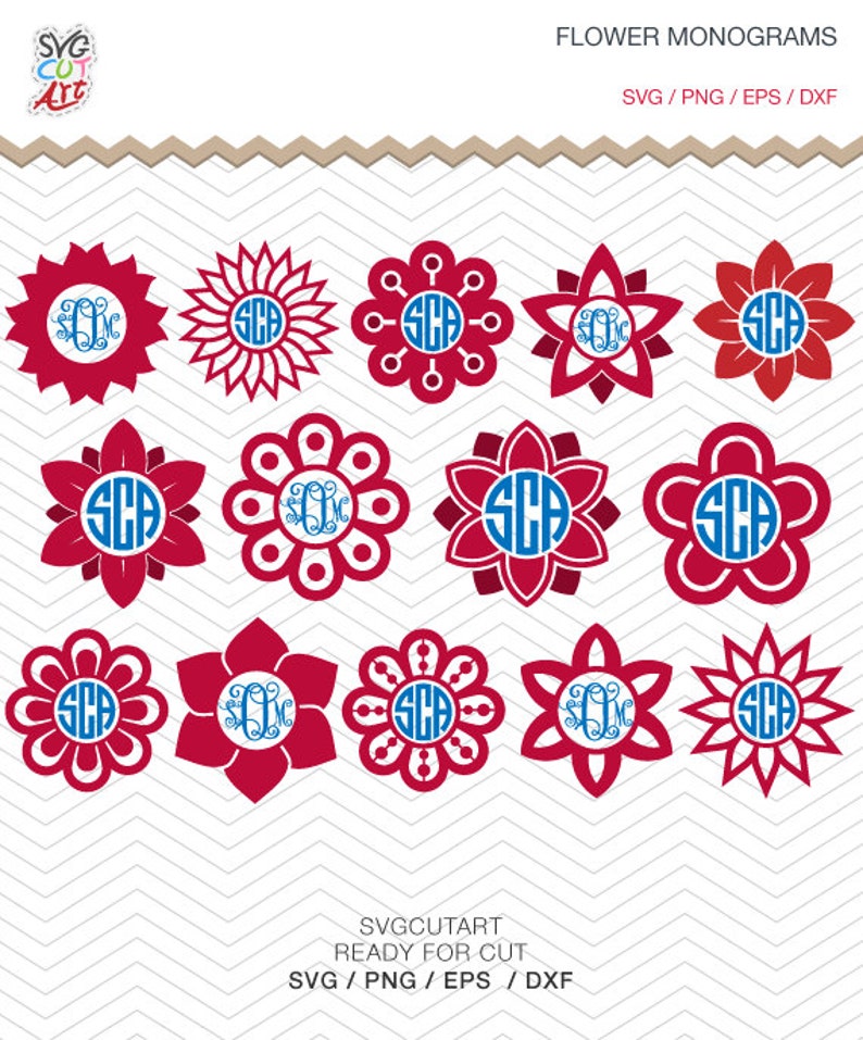 Download Flower Circle Monograms DXF SVG PNG eps Summer Margarita ...