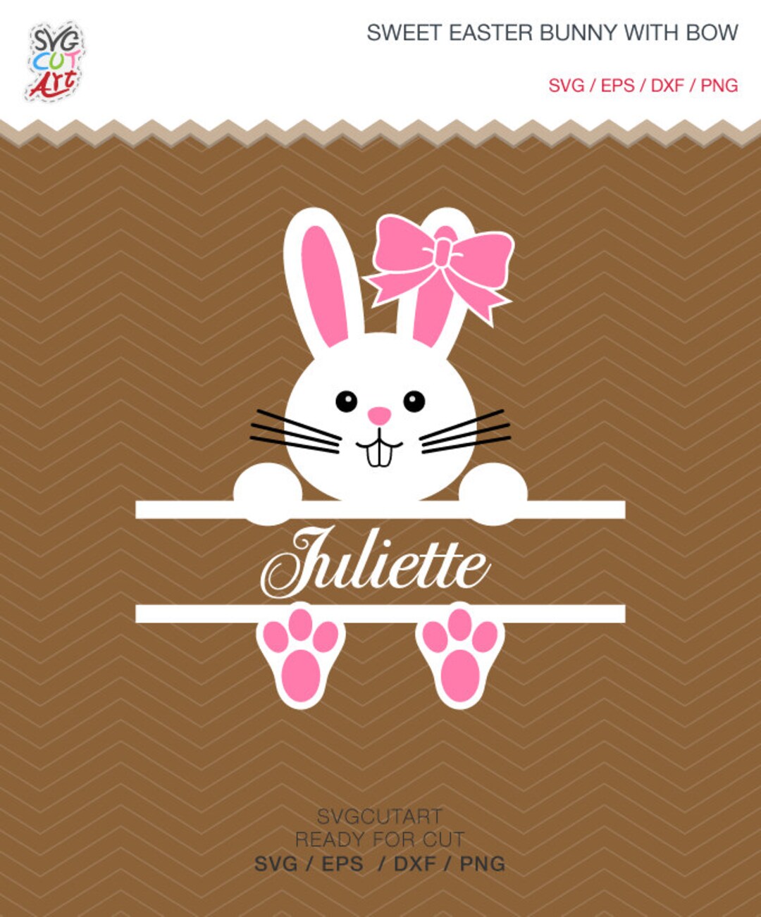 Sweet Easter Bunny Split Bow Frame Rabbit DXF SVG Cut File for Cricut ...