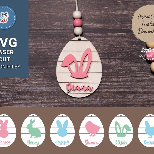 Easter Egg tags svg, Easter basket tags svg, Keychain egg svg, Gift tags, Easter svg, Easter Cut File, laser file, Instant Download