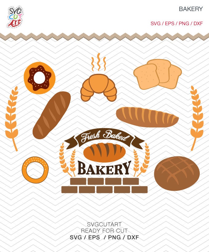 Download Bakery svg bread croissant donats SVG DXF PNG eps Cut File ...
