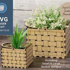 Panier Weave svg, Panier de Pâques, Panier laser, Panier de Pâques en bois, Fichier de découpe de Pâques, Fichier découpé au laser, Glowforge svg, Téléchargement instantané
