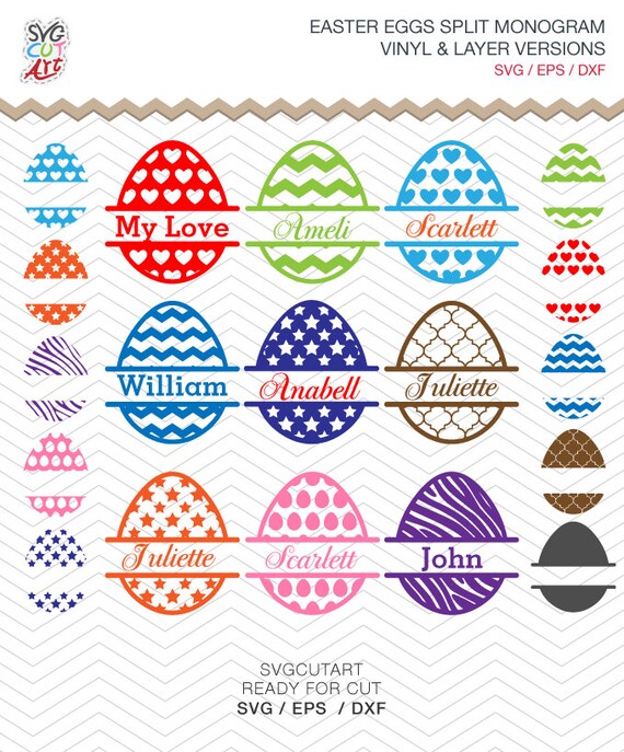 Download Easter Eggs Split Monogram Patterned Vinyl And Layered Etsy