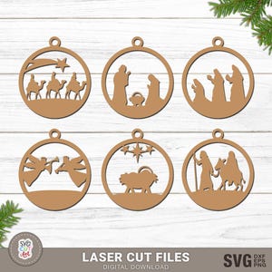 Nativity Christmas ornaments SVG, Ornament SVG Files, Ornaments Laser, glowforge svg, christmas decoration, Laser cut, Silhouette, Cricut