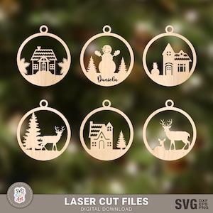 Christmas ornaments SVG, Ornament SVG Files, Ornaments Laser, glowforge svg, christmas decoration, Laser cut files, Silhouette, Cricut