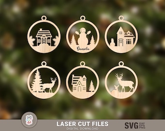 Christmas ornaments SVG, Ornament SVG Files, Ornaments Laser, glowforge svg, christmas decoration, Laser cut files, Silhouette, Cricut