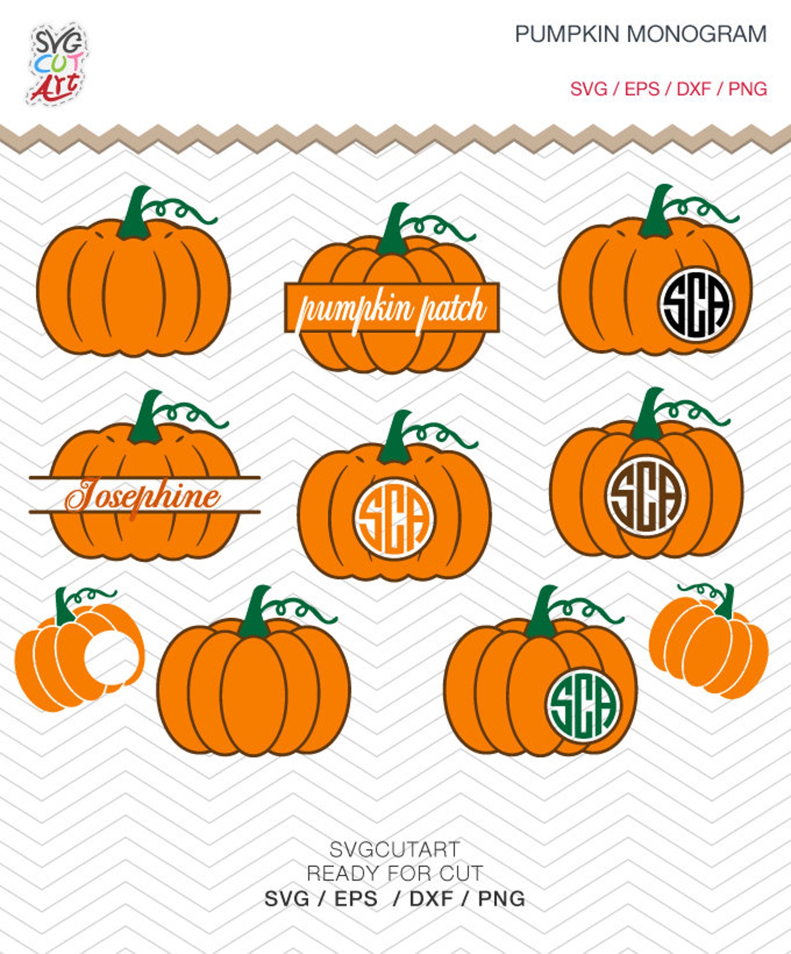 Pumpkin Halloween Monograms SVG DXF EPS png Cricut Design | Etsy