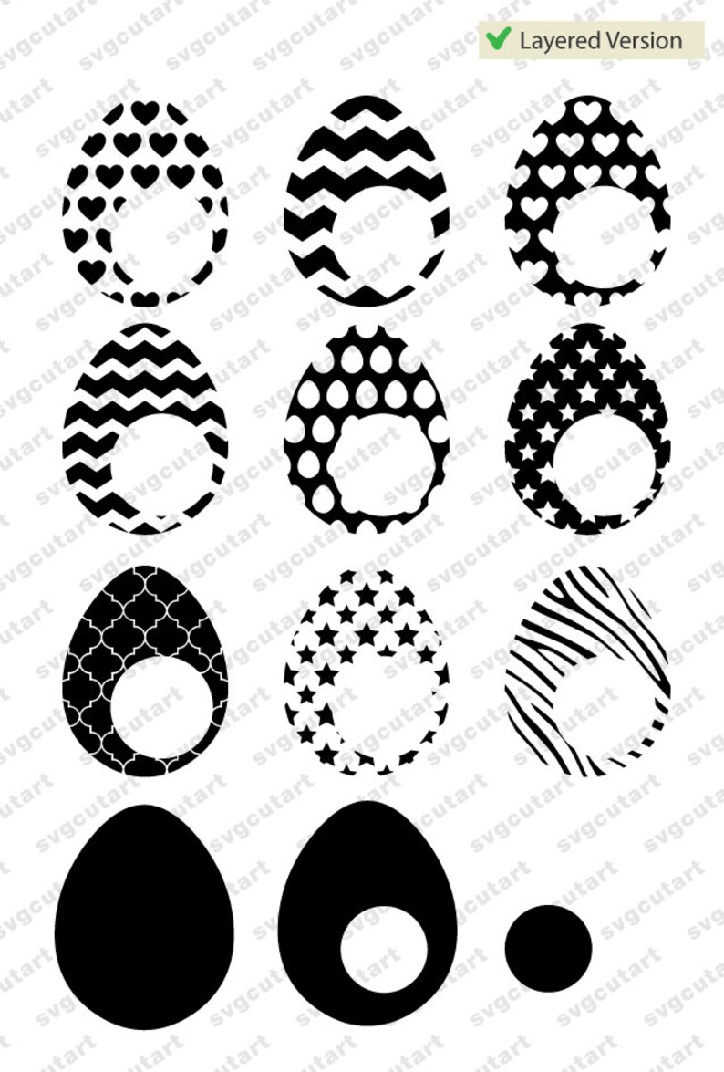 Download Easter Eggs Circle Monogram Patterned Vinyl and Layered | Etsy
