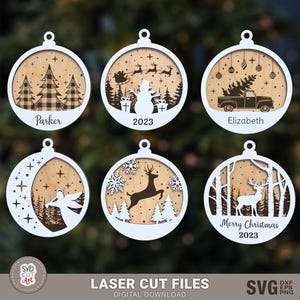 Kerstversiering gegraveerde SVG, ornament SVG-bestanden, ornamenten laser, glowforge svg, kerstversiering, lasergesneden bestanden, silhouet