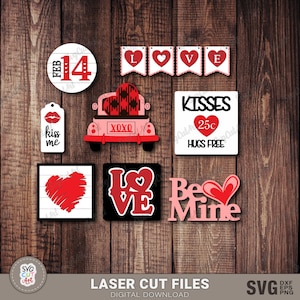Valentines SVG Tiered Tray laser cut files, Valentine&#39;s sign svg, home decor, DIY Valentine&#39;s, Love banner, laser cut ready, Glowforge Laser