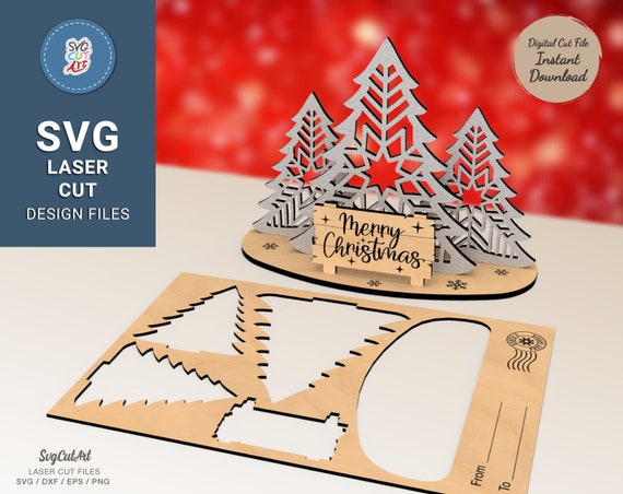 Christmas Card Stand Svg Christmas Card Laser Cut SVG  Etsy