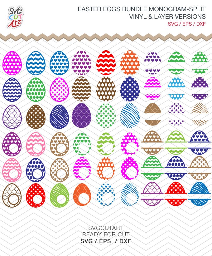 Download 62 Easter Eggs Bundle Patterned Split Monogram Vinyl And Etsy