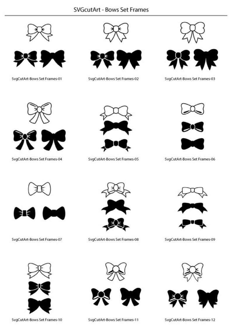 Download 21 Bow Set Frame Monogram Cut File DXF SVG vinyl cut for | Etsy
