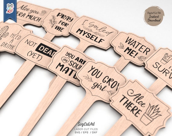 Funny Plant Markers for laser cut | Funny plant Signs | Funny Plant Sayings | Garden Markers SVG | Glowforge svg | Laser cut file