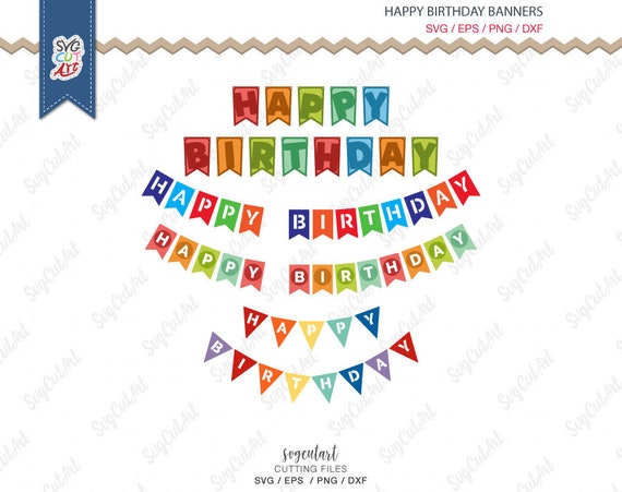 Happy Birthday Banner Pennant Banner Birthday Banner Party Etsy