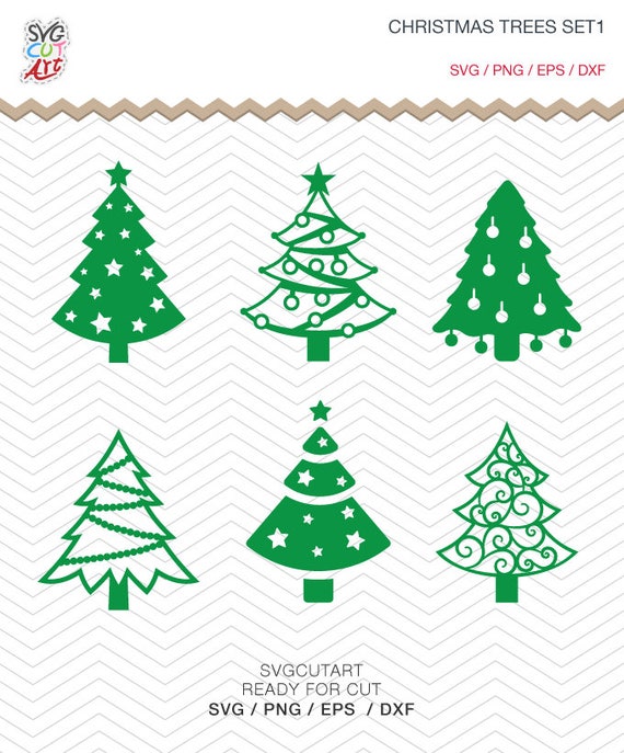 Christmas Trees Set1 Svg Dxf Png Eps Winter Holidays New Year Etsy