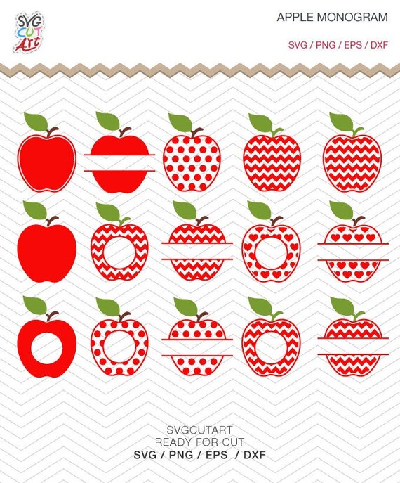 Apple Svg Apple Teacher Svg Apple Monogram Apple Chevron Etsy