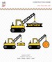 Construction Crane Monogram Tractor Kid SVG DXF PNG eps digger Cricut Design, Silhouette studio, Sure Cuts Lot, vinyl love instant Download 