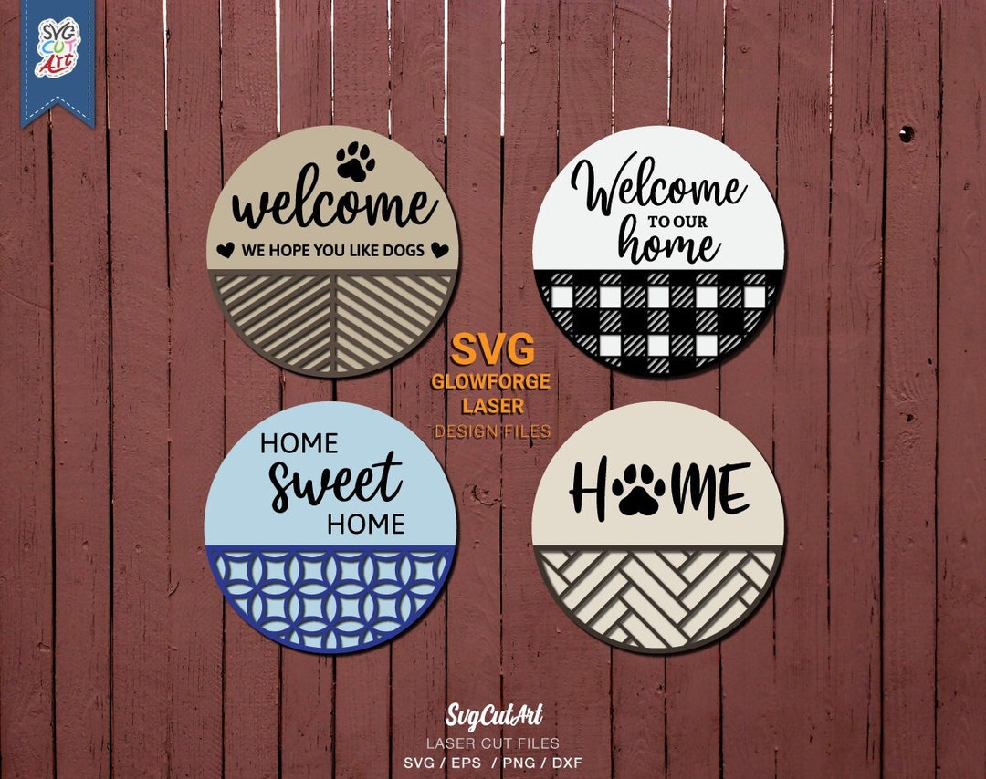 Door Hanger Patterned Svg, Door Hanger Bundle, Porch Decor, Sign Svg ...